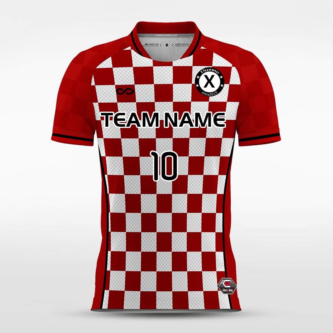 Red Plaid Sublimated Soccer Jersey