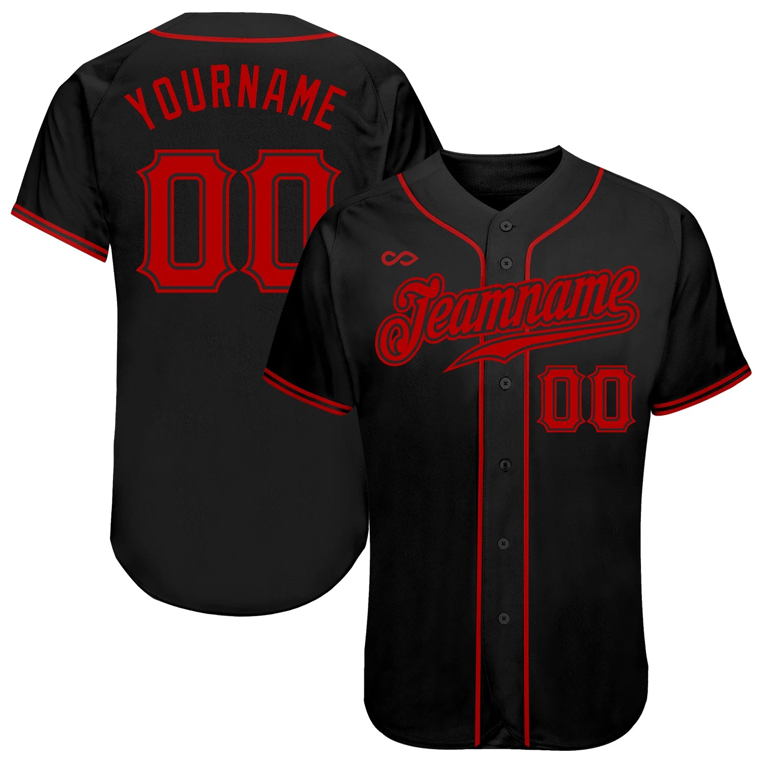 Black&Red- Customized Men's Sublimated Button Down Baseball Jersey