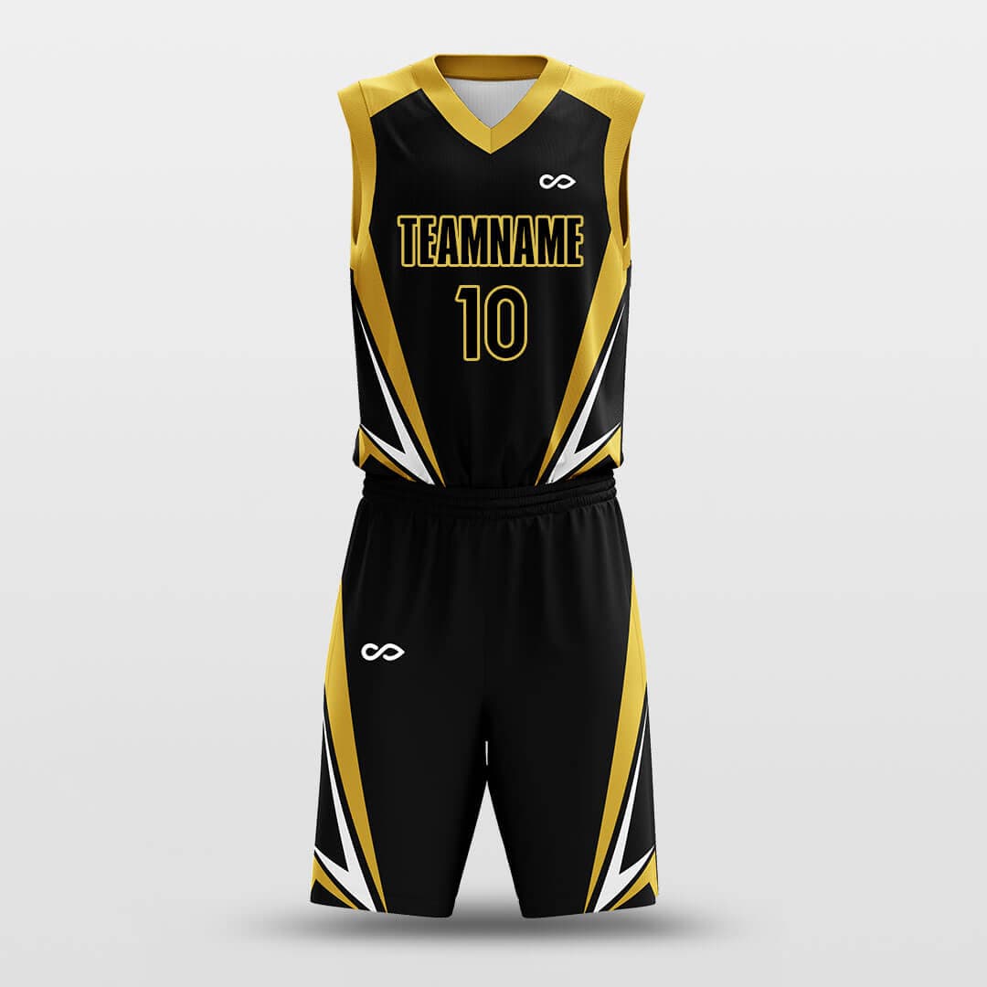 golden custom basketball jersey kit