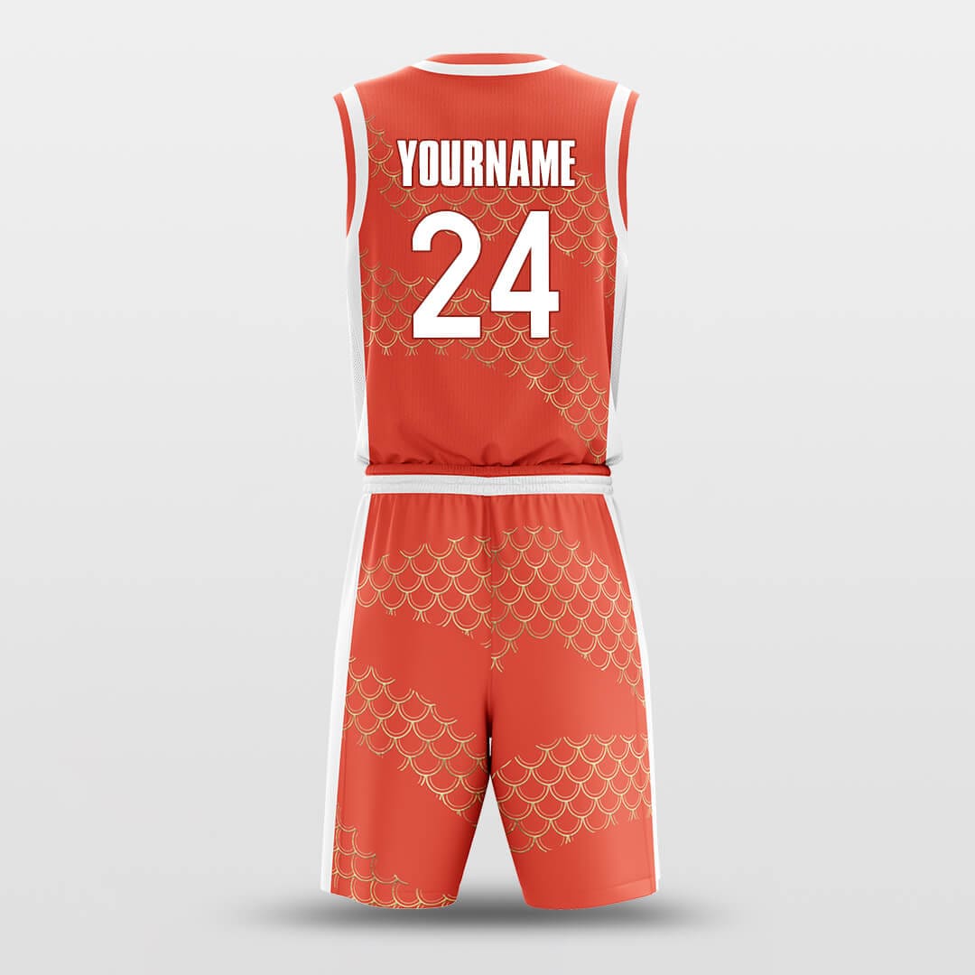 red custom basketball jersey kit